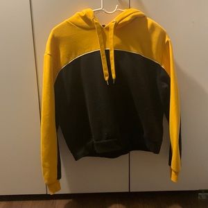 Half yellow half black teens hoodie